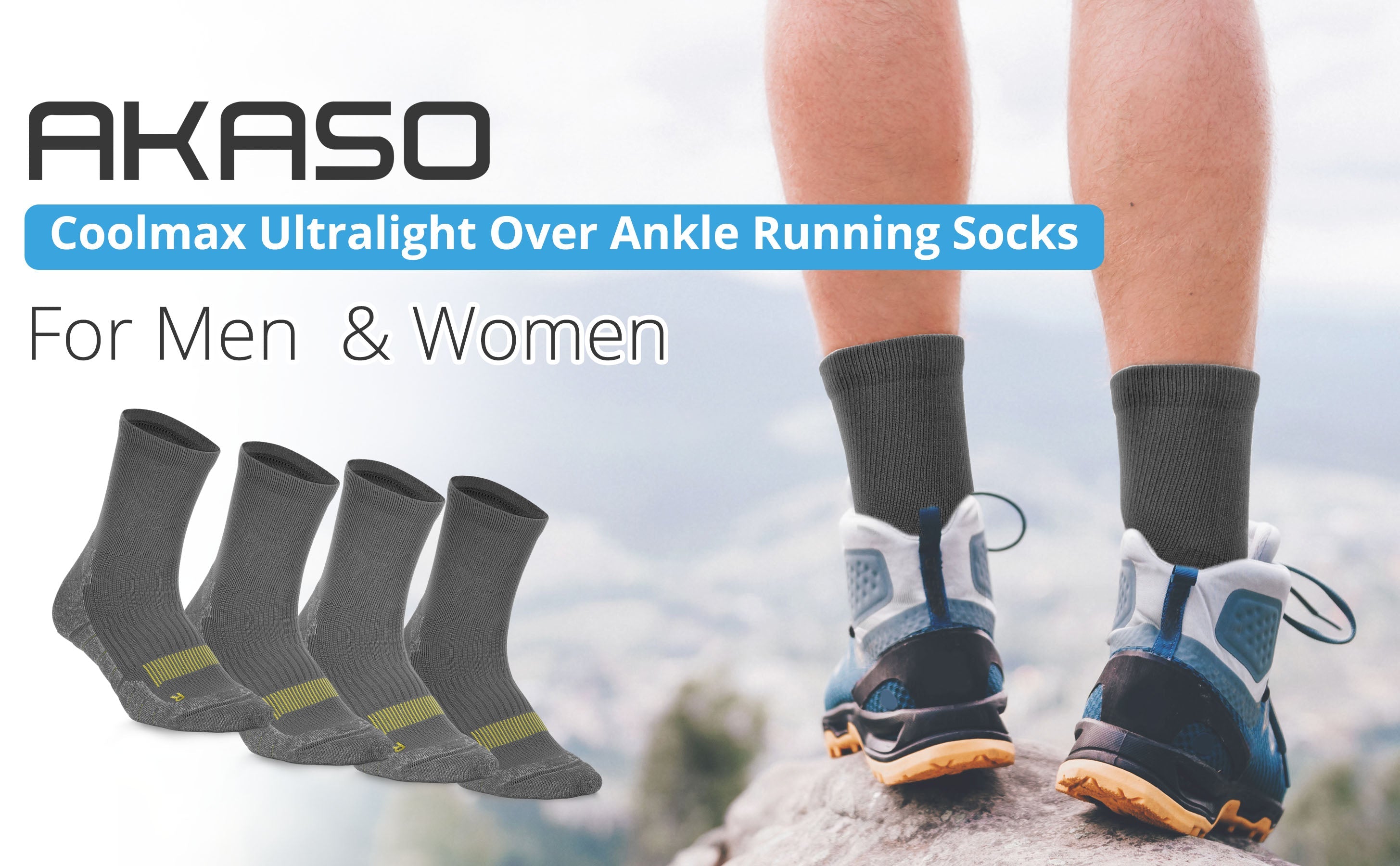 AKASO RC011 Non-Slip Ankle Socks for Men & Women-COOLMAX&LYCRA