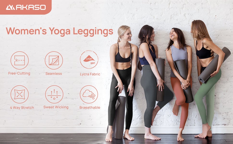 AKASO High Waisted Yoga Pants for Women - Free-Cutting, Naked